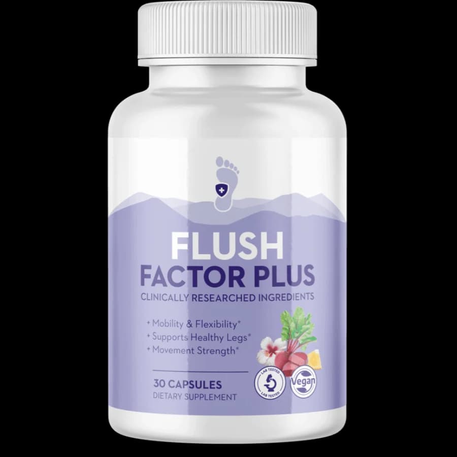 Flush Factor Plus bottle, 30 capsules (official product image)