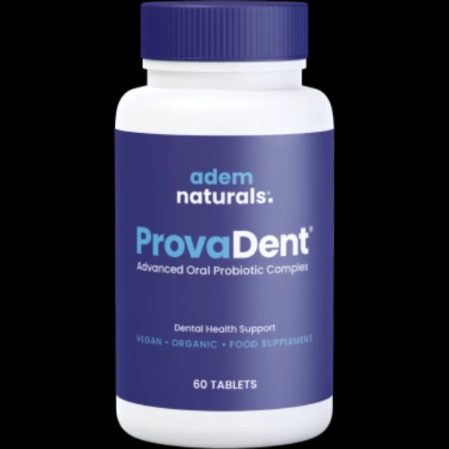 ProvaDent bottle by Adem Naturals, 60 chewable tablets (official product image)